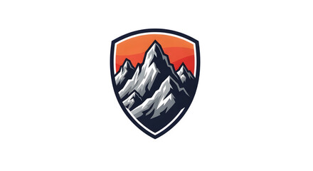 Mountain Range Shield Logo with SnowCapped Peaks.