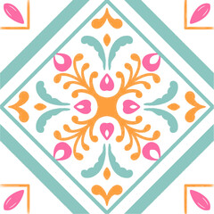 Tile seamless pattern design. With colourful motifs background.