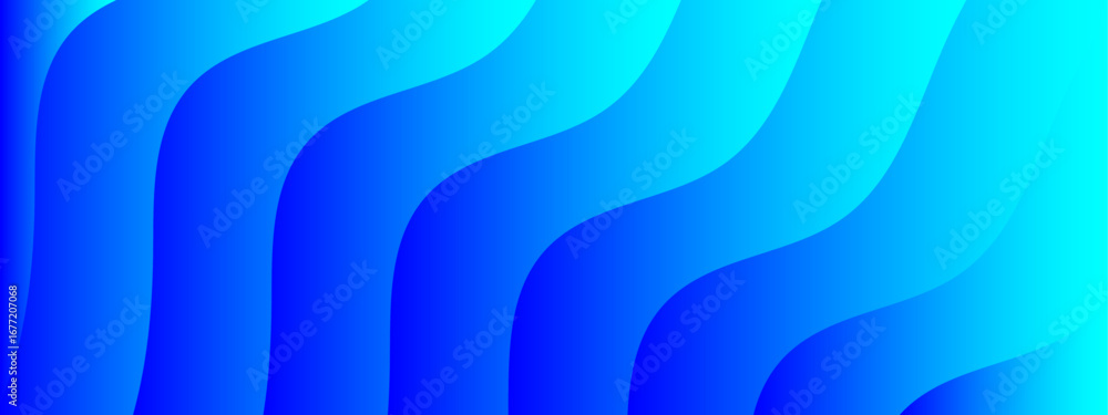 Poster abstract gradient background with flowing wavy shapes in shades of green and blue. sense of depth an