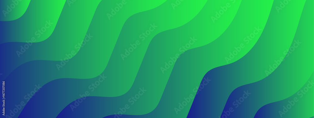 Aufkleber abstract gradient background with flowing wavy shapes in shades of green and blue. sense of depth an