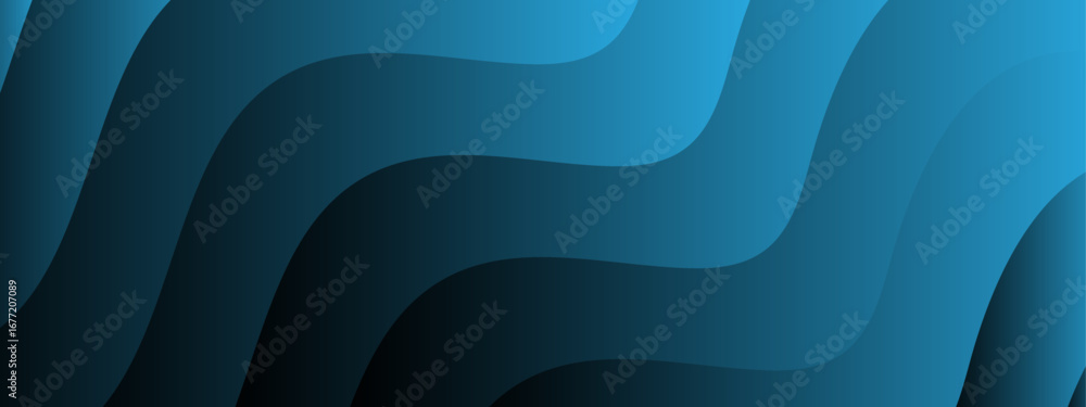 Aufkleber abstract gradient background with flowing wavy shapes in shades of green and blue. sense of depth an
