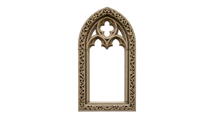 Ornate Gothic Window Frame with Intricate Carvings.