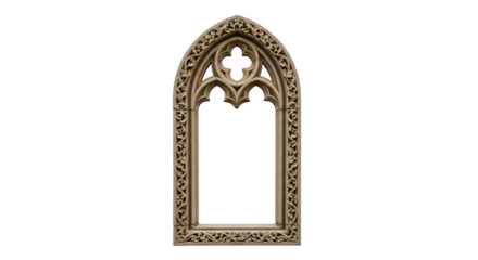 Ornate Gothic Window Frame with Intricate Carvings.