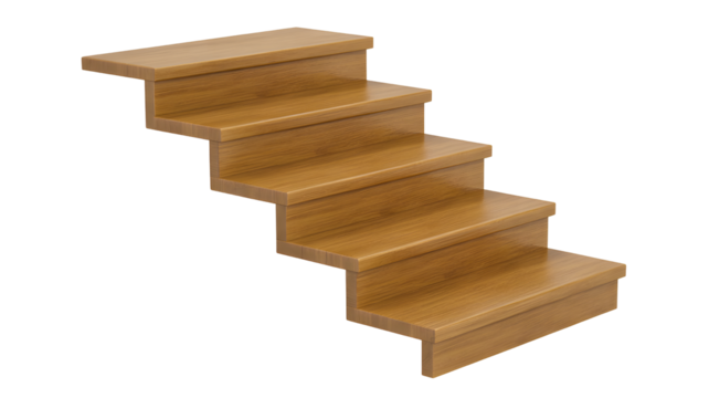 Wooden staircase steps interior design home architecture climb ladder stairway indoors modern 100 character on transparent background