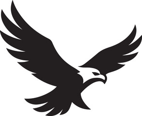 Majestic eagle silhouette soaring against white background, freedom concept