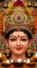 Fototapeta premium Festive Sherawali Maa Worship Art and Decoration