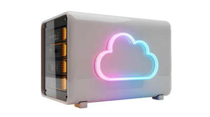 Cloud storage server network data center computing technology backup system infrastructure solution design on transparent background