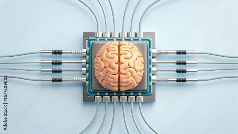 Poster microelectrode connection with brain model on circuit board design