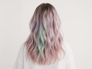 Fototapeta premium Woman with Two Tone Hair on Minimal Background