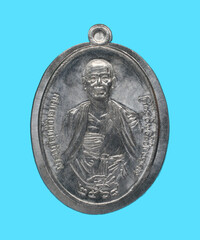 metal amulet coins worshipped by famous monks in thailand