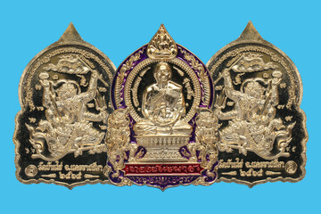 Amulets of famous monks and teachers at Wat Ban Rai, Thailand