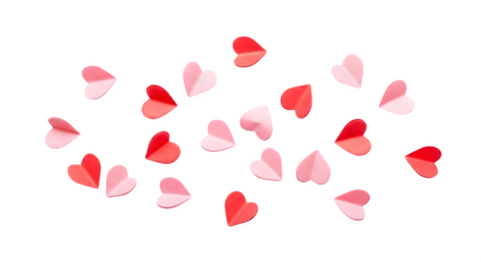 Scattered Paper Hearts in Pink and Red Shades.
