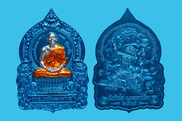 Amulets of famous monks and teachers at Wat Ban Rai, Thailand