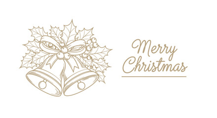 Christmas bells with ribbon line art vector eps 10