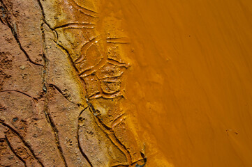 Polluted watercourse in Piscinas, Ingurtosu. CI, Arbus, Sardinia, Italy