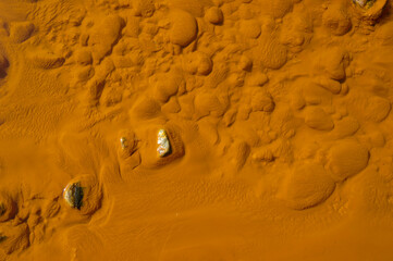 Polluted watercourse in Piscinas, Ingurtosu. CI, Arbus, Sardinia, Italy