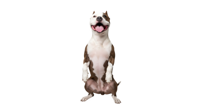 Upright dog with a happy expression showcasing its playful and adorable nature.