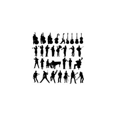 Set of Musical instrument silhouette vector Illustration 