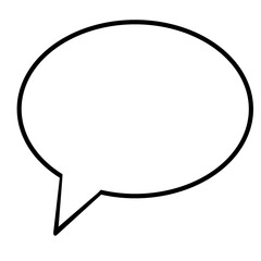 White Speech Bubble Icon (Oval Type, Black Background) | Chat, Message, Comic, Minimal UI Element
