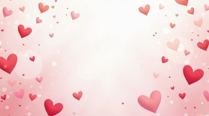 Many pink and red hearts floating love romance