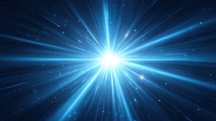 Fototapeta premium Radiant Explosion of Blue Light with Energetic Rays in a Dark Cosmic Background for Abstract and Sci-Fi Visuals