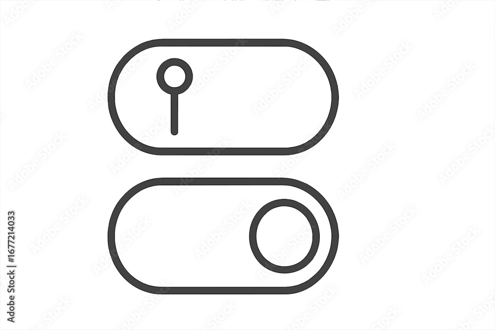 Aufkleber on and off switch modern outline style icons, toggle buttons for digital design, user interface elem