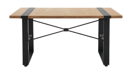 Table wood furniture interior design home decor metal contemporary modern style stylish wooden surface top on transparent background