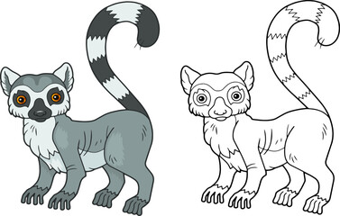 little lemur, coloring page for kids