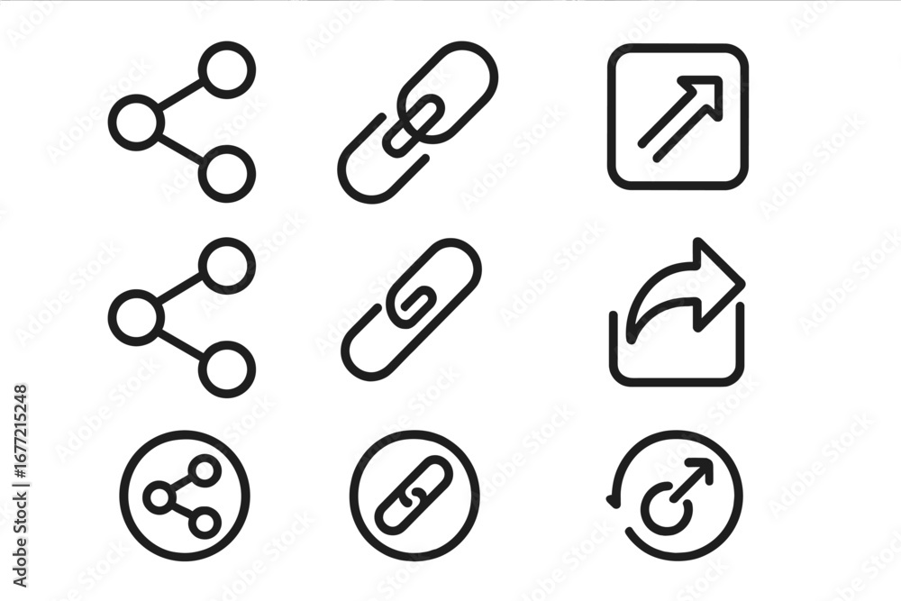 Aufkleber share and link line icon pack, outline vector signs for graphic and web design, app interfaces, adve