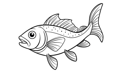 Fototapeta premium Haddock fish Kids vector line art and silhouette t shirt design, elegant detailed illustration, perfect for printable coloring pages, art therapy relaxation and stress relief activities.