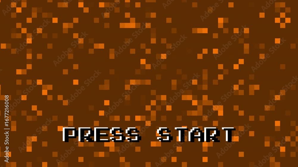 Fototapete classic 8-bit retro press start pixel art with zoom animation, perfect for retro game assets and nos
