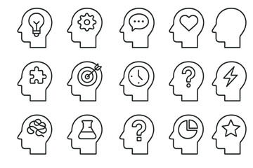 Various items line icon pack with outline signs for graphic design, web design, apps, advertisements, and cards, vector cartoon style illustration with transparent background