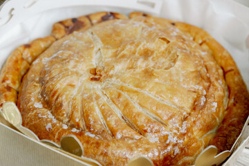 One whole fresh royal galette in a box.