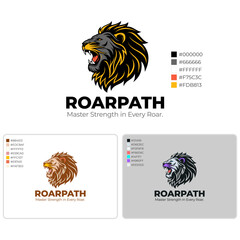Roaring Lion Head Symbol in Vector Style for Mascot and Branding Use