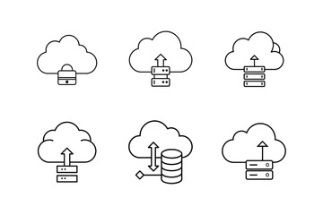 backup cloud icon line art vector illustration