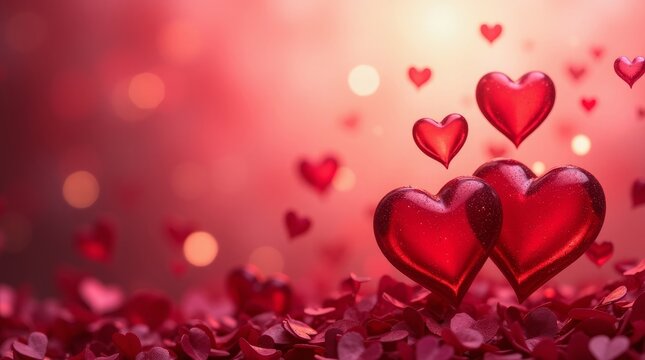 Red hearts scattered on petals love romance - Powered by Adobe