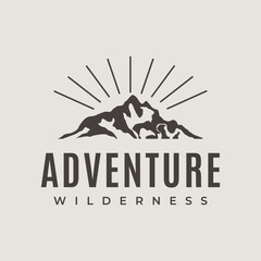 mountain outdoor vintage logo vector minimalist illustration design, adventure mountain symbol design