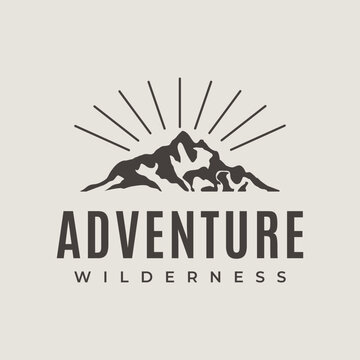 mountain outdoor vintage logo vector minimalist illustration design, adventure mountain symbol design