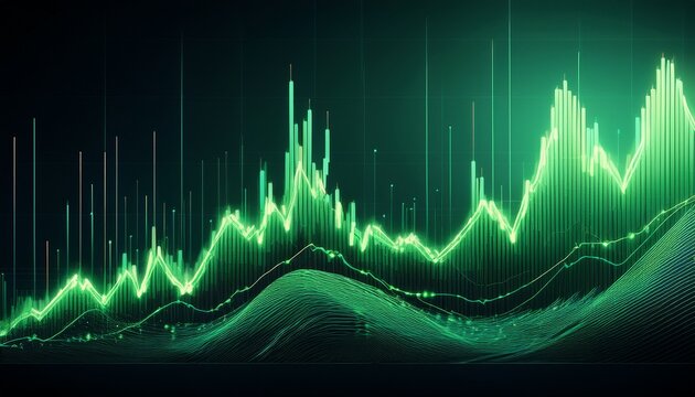 stock chart with zigzag line green candlestick patterns signal tech driven financial growth