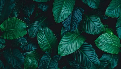 Fototapeta premium Lush Green Leaves Texture Background Tropical Foliage Pattern with Natures Embrace.