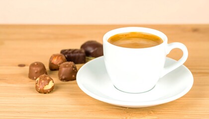 Obraz premium Espresso and chocolates on a table