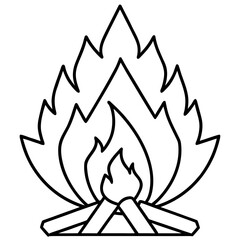 Bonfire Flame Simple Outline Vector Design 