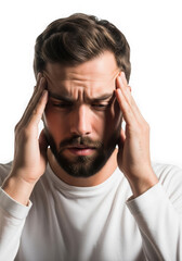 Naklejka premium Man with headache isolated on transparent background