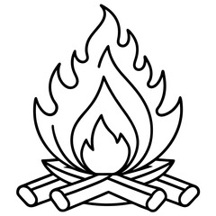 Bonfire Flame Simple Outline Vector Design 