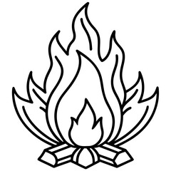 Bonfire Flame Simple Outline Vector Design 