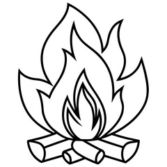 Bonfire Flame Simple Outline Vector Design 