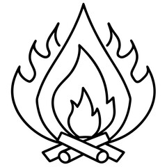 Bonfire Flame Simple Outline Vector Design 