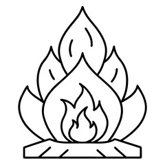 Bonfire Flame Simple Outline Vector Design 