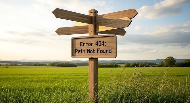 Lost Direction Signpost in a Green Field