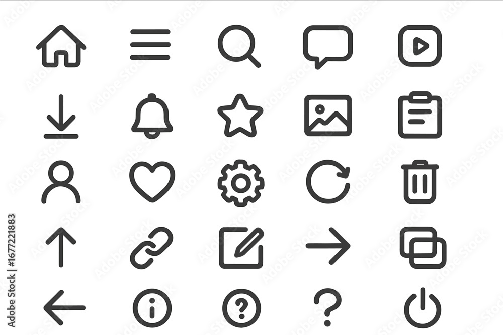 Poster minimalist line icon set for ui and ux design. collection of essential symbols for web, mobile app, 